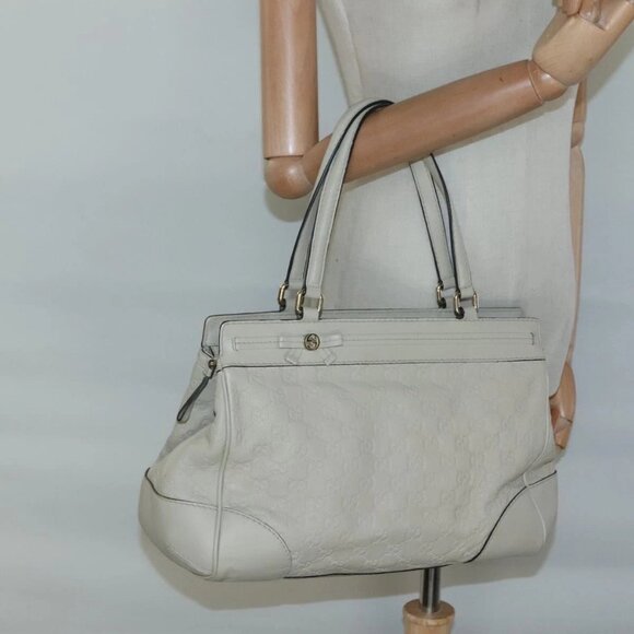 GUCCI GG Canvas Guccissima Pretty Tote Bag Leather Beige Gold - Picture 1 of 16